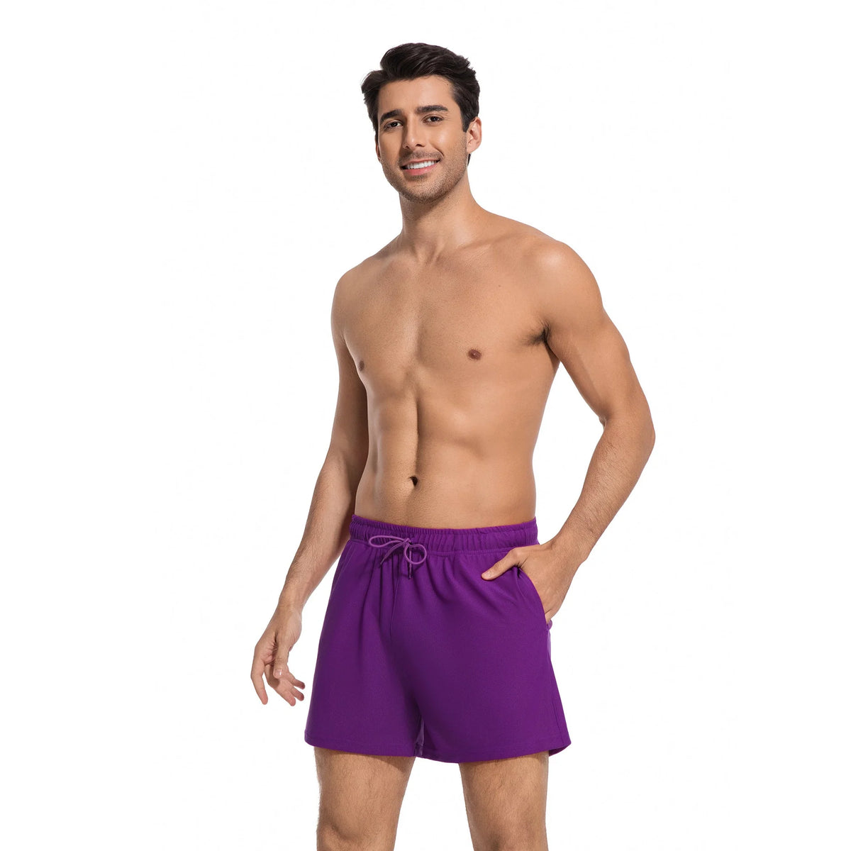 Purple Men’s Tan Through Beach Swimming Shorts