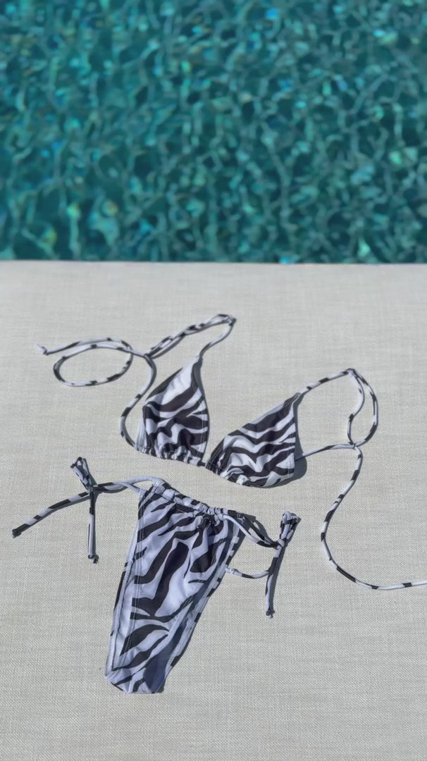 Zebra Tan Through Bikini Set